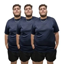 Kit 3 Plus Size Plain Dry Fit T-Shirts