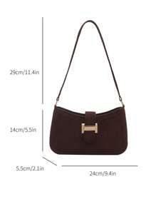 Geantă de umăr elegantă în formă de semilună pentru femei, modă casual șic, geantă de culoare solidă la subrat