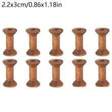 5/10/20pcs Rak Gulungan Kosong Kayu Vintage, Gulungan Pita Kayu Mini, Cocok untuk Aksesori Jahit DIY Seni Anyaman Kawat Logam - MultiWarna - View 11