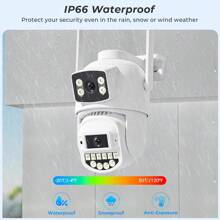 WiFi Security Camera, 3MP+3MP PTZSecurity Cameras WiFi Outdoor Camera,2K HD Night8(Vision,Two-Way Audio,Motion&Siren Alert With 64GB SDCard
