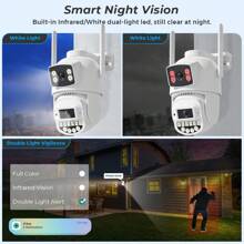 WiFi Security Camera, 3MP+3MP PTZSecurity Cameras WiFi Outdoor Camera,2K HD Night8(Vision,Two-Way Audio,Motion&Siren Alert With 64GB SDCard