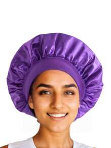 Customized Satin Smooth Sleep Cap, Can Be Customized With Name Or Logo, With Loose Elastic Band, Nighttime Hair Cap For Women, Suitable For All Hair Types