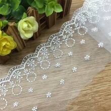White Lace Trim Satin Ribbon Embroidered Fan-Shaped Lace, Suitable For Wedding Bridal Veil, Dress, Curtain Accessories - Multicolor - View 5