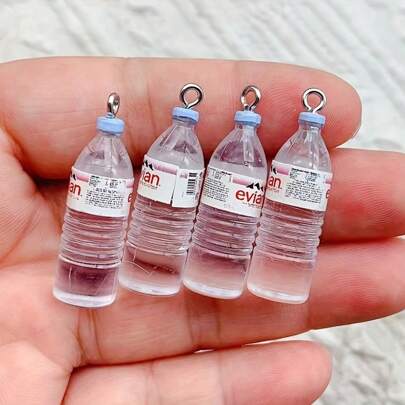 10pcs Resin Mini Water Bottle Pendant DIY Jewelry Making Kit, Transparent Pendants, Suitable For Earrings, Necklaces And Crafts