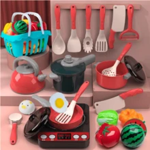 Kitchen Toys Set, Mini Simulation Kitchen Toys For Kids, Kitchen Utensils, Including Pressure Cookers, Induction Cookers And Cutlery, Food - 110件紅色套裝 - 查看 2