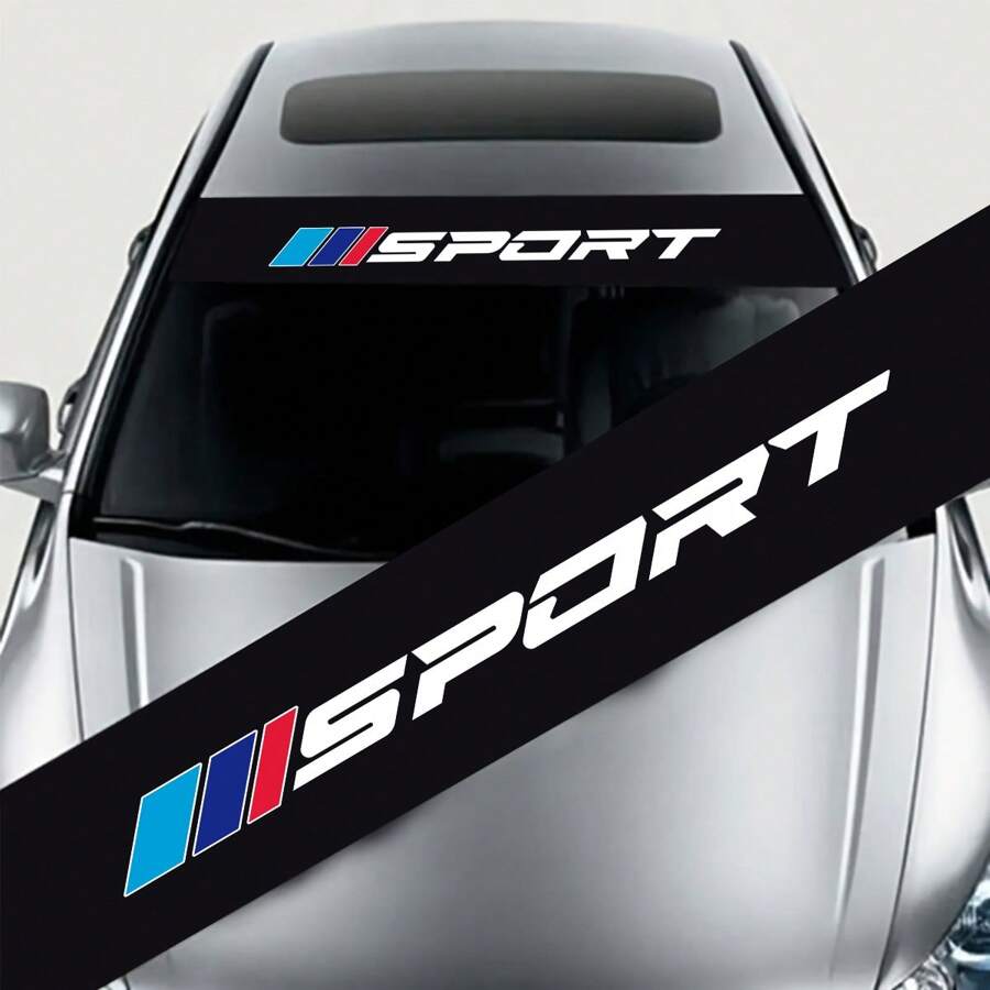 1pc Eye-Catching Reflective Car Front Windshield Decal Weather-Resistant Fashion Sticker For BMW X Series X1 X3 X5 X6 X4 1 3 5 7 2 4 6 - Black - View 1