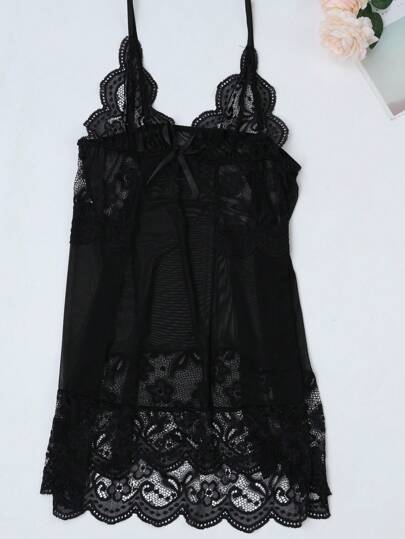 Verleidelijke Lingerie Set European Kanten Net Mesh Sleepwear Robe Set, Loungewear Intimate Teasing Rave view 6