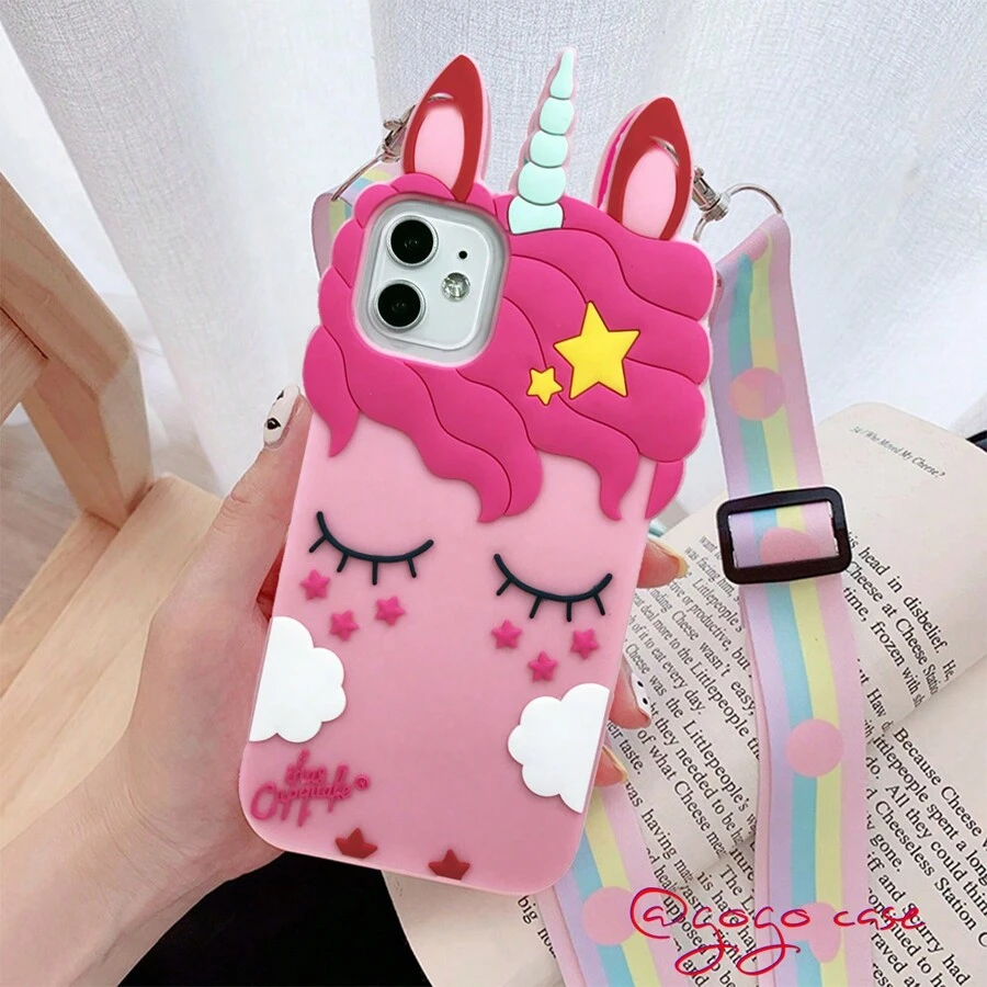 可爱卡通独角兽防摔硅胶手机壳适用于苹果 iPhone 6s/7/8/Xs/11/12/13/14/15 Pro Max/Mini