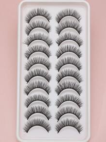 10 Cặp Lông Mi Giả Tự Nhiên Mềm Mịn Ấn Tượng 3D Mắt Chồn Mascara Nhiều Lớp Ngắn Dày Nối Mi Giả Số Lượng Lớn - màu đen - Xem 2