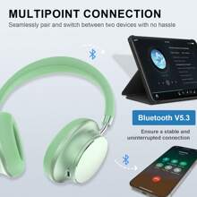 T-fun NC35 Hybrid Kopfhörer mit Aktiver Geräuschunterdrückung,Kabellose Over-Ear mit Räumlichem Klang,Transparenzmodus,Bluetooth 5.3,EQ über App,55 Stunden Spielzeit für Reisen/Arbeit - Frühlings Grün - Übersicht 7