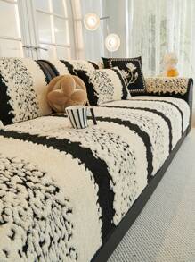 1 szt. Pokrowiec na sofę z pasków pluszowych - antypoślizgowy, miękki i ciepły, odpowiedni na jesień i zimę, odpowiedni dla zwierząt domowych, odpowiedni na sofę 1-4-osobową - nowoczesny wystrój domu