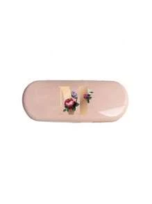 Creamy/Monet-Style Solid Color Glasses Case, New And Simple Design, Convenient And Portable With Waterproof And Dustproof Function (Small Size, Made Of Plastic Material) Initial Glasses Case Hard Shell - PU Leather Flower Gold Letter A-Z Flower Prints Pink Eyeglass Case