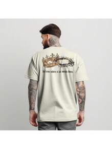 Oversized Streetwear T-Shirt 100% Cotton Religious Jesus Christ Shirt For Men And Women - 米色 - 查看 1