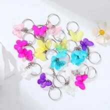 Cute Random Shipping 20pcs Creative Resin Butterfly Keychain For Women Car Accessories Bag Charm School Goth Y2k - Multicolor - View 3