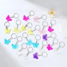 Cute Random Shipping 20pcs Creative Resin Butterfly Keychain For Women Car Accessories Bag Charm School Goth Y2k - Multicolor - View 2