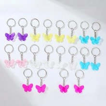 Cute Random Shipping 20pcs Creative Resin Butterfly Keychain For Women Car Accessories Bag Charm School Goth Y2k - Multicolor - View 1