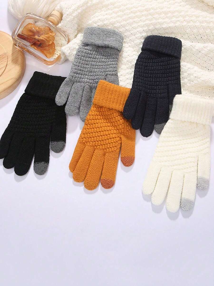 1 cặp găng tay trượt tuyết ngoài trời chống gió, chống mùa đông, chống trượt và lông cừu ấm áp - Nhiều màu - Xem 1