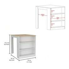 2 Piece Kitchen Set, Kitchen Island Table + Pantry Cabinet, White / Light Oak,YH-Choice