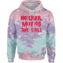 Horror Movies And Chill Adult Hoodie Sweatshirt - Navy Blue - View 12