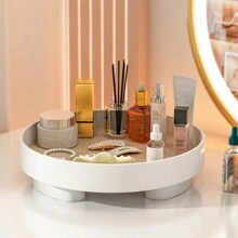 1 pezzo Vassoio decorativo rotondo moderno e minimalista con motivo in legno bianco, adatto per uso quotidiano nel soggiorno, ingresso, regali per donne, per il rientro a scuola