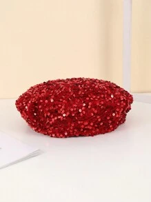 1 chiếc mũ nồi nhung đính sequin nhiều màu sắc dành cho nữ, phong cách thời trang Châu Âu và Mỹ dành cho biểu diễn sân khấu, tiệc tùng và sự kiện Ngày lễ tình nhân - sequin - Xem 6