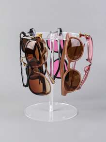 Madebyblanc 1pc Acrylic Sunglass Display Stand,Premium Clear 360° Rotatable Round Riser Stands,Clear Tabletop Glasses Holder Organizer. - Clear - View 5