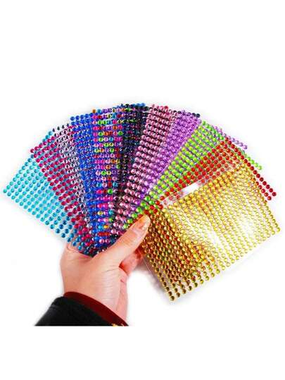 12 láminas de pegatinas de diamantes de imitación autoadhesivas de 6 mm, pegatinas de gemas, cristales decorativos para manualidades, tarjetas, aplicación en Body, cabello y artesanía (12 láminas), 12 pegatinas de gemas