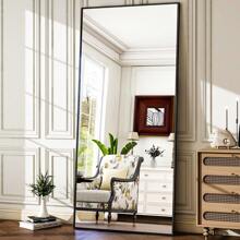 Gương toàn thân 71"X26" có chân đế, Gương sàn khung hợp kim nhôm lớn, Gương toàn thân treo tường, Gương trang trí nhà hiện đại & Trang trí treo tường phòng khách, phòng ngủ, Quà tặng Giáng sinh & Ngày lễ – Màu đen - màu đen - Xem 1