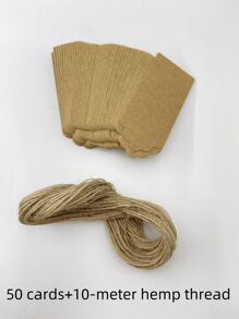100pcs, Kraft Paper Gift Labels With Yellow Rope, Blank Commodity Price Hanging Labels, Bulk Brown Labels For Wedding, Birthday, Holiday And Party Gifts, Arts And Crafts Packaging, DIY Gift Decoration Labels And Hanging Decorations.