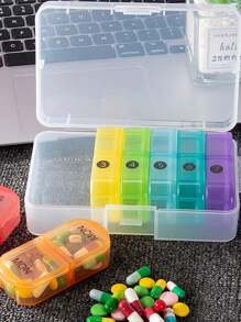 旅行药盒，便携式每日药盒，迷你周用旅行药盒，便携式口袋药盒，维生素和鱼油分隔药盒，可装维生素、鱼肝油，旅行必备，返校旅行必备，旅行配件，度假，暑假 - 彩色 - 查看 8