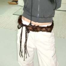 New Y2K Style Fluffy Belts, Rope Tied Fuzzy Waist Belts, Personalized Versatile INS Popular Summer, School