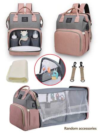 1pc Baby Diaper Bag Backpack With Changing Station, Multifunction Portable Waterproof Large Capacity Travel Baby Changing Bags, Baby Stuff Organizer , Baby Registry Search, Baby Diaper Bags For Boys & Girls, Baby Shower Gifts, Newborn Baby Essential Gifts