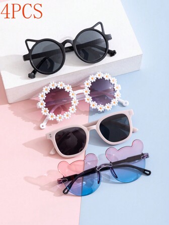 4 件/1 件儿童小熊形时尚眼镜，适合夏季佩戴，非常适合日常佩戴。