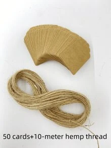 100pcs, Kraft Paper Gift Labels With Yellow Rope, Blank Commodity Price Hanging Labels, Bulk Brown Labels For Wedding, Birthday, Holiday And Party Gifts, Arts And Crafts Packaging, DIY Gift Decoration Labels And Hanging Decorations.