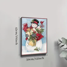 1Pc Framed Canvas Poster, Snowman Wall Art Canvas Paintings, Ideal Gift For Bedroom Living Room Corridor, Wall Art, Wall Decor, Winter Decor, Room Decoration