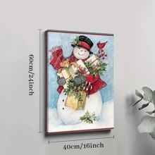 1Pc Framed Canvas Poster, Snowman Wall Art Canvas Paintings, Ideal Gift For Bedroom Living Room Corridor, Wall Art, Wall Decor, Winter Decor, Room Decoration