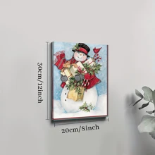 1Pc Framed Canvas Poster, Snowman Wall Art Canvas Paintings, Ideal Gift For Bedroom Living Room Corridor, Wall Art, Wall Decor, Winter Decor, Room Decoration