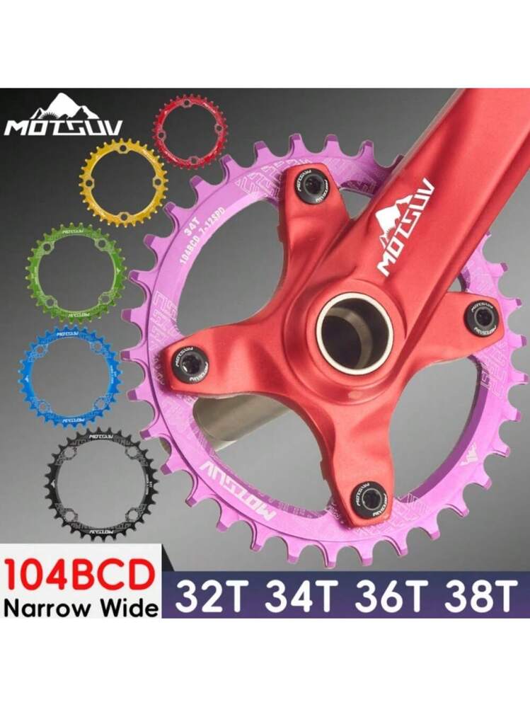 MOTSUV 104BCD Crankset Narrow Wide Chainring, Aluminum Alloy MTB