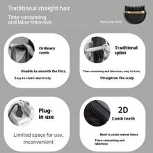 便携式迷你无绳直发器，3 种加热设置，防烫，适合日常旅行使用，适用于男士长胡须和女士头发，男女通用礼物 - 黑色 - 查看 6