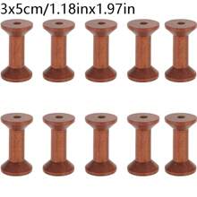 5/10/20pcs Rak Gulungan Kosong Kayu Vintage, Gulungan Pita Kayu Mini, Cocok untuk Aksesori Jahit DIY Seni Anyaman Kawat Logam - MultiWarna - View 12