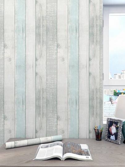 Artyuan Roll Vintage Distressed Wood Grain Peel Stick Wallpaper, Removable Self Adhesive Wallpaper Cabinets, Drawers, Indoor Wand (17.53 Inches Wide 32.8 Feet Long Blue)