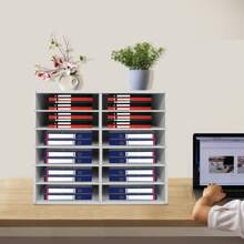 Desktop Literature Organizer Office File Sorter Mail Center Magazine Holder Paper Cabinet With Adjustable Shelves Mailbox For Office Home School Classroom Shelves, 12 Slots, White