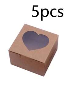5pcs/10pcs Valentine's Day Macaroon Bakery Box, Dessert Box With Window, Cookie Box, Small Snack Box, Mini Cake Box, Suitable For Sweets, Strawberry, Pastry, Candy Packaging