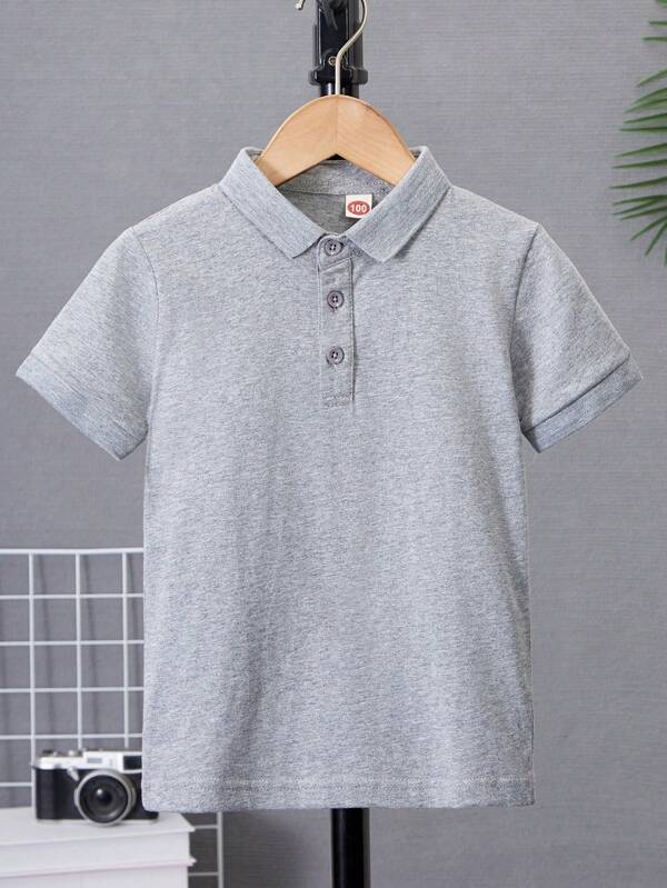 Unisex Tween Boy Short Sleeve Solid Color T-Shirt, Fashion Polo Shirt For Toddler, Little, Big Children, Lightweight Slightly Stretchy Fabric For Cooler, More Comfortable Wear In Summer, Slim Fit Tailoring Design Highlighting Taller Snug Fit, For Kids Suggest Ordering One Size Up