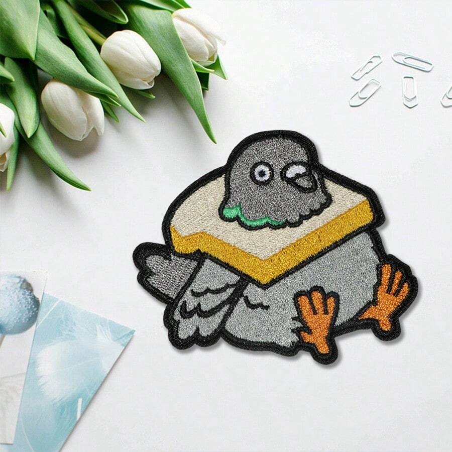 1pc Pigeon Bread Embroidery Patch Sticker - Multicolor - View 1