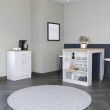 2 Piece Kitchen Set, Kitchen Island Table + Pantry Cabinet, White / Light Oak,YH-Choice