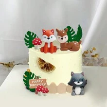 林地蛋糕装饰森林动物蛋糕装饰配狐狸浣熊鹿蘑菇适合 B Aby 淋浴生日派对装饰 - 16pcs - 查看 6