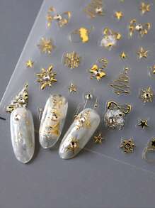 1pc Elk/Snowman/Bow Nail Charm Sticker Diamond Jewelry DIY Art Y2K Style Winter 3D Nail Art Decoration Ornaments - Multicolor - View 6