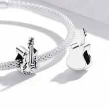 WOSTU 1pc 925 Sterling Silver Various Music Equipment Such As Guitar, Violin, Piano And Note Charm Beads And Pendants For Music Lover&Women DIY Bracelet Necklace Jewelry Making Gifts - Silver - View 6