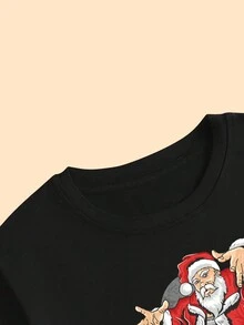 Women's Christmas Cotton T-Shirt Modern Classic Style Breathable Blouse Comfort Summer - màu đen - Xem 2